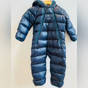 Patagonia Infant Hi-Loft Puffy Down Sweater Bunting Winter Snowsuit - Blue - 6M